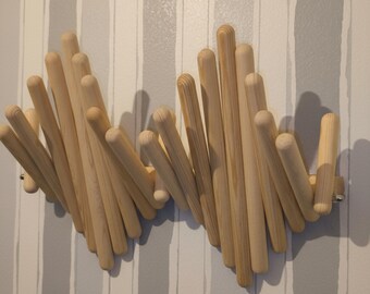 Scandinavian Wooden Wall Hook: Minimalist Hallway Coat Rack