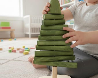 Montessori Wooden Tree Toy: Waldorf Inspired Wood Figurine, Eco-Friendly Sensory Toy for Kids
