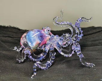 Handblown Glass Octopus Necklace: Kraken Pendant, Sea Glass