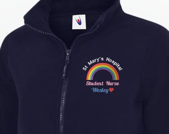 Embroidered Healthcare Nurse Fleece Jacket, Custom Hospital Uniform, Personalised Student Nurse Fleece, Medical Staff Student Nurse Gift Top