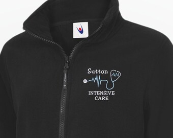 Personalised Nurse Fleece Jacket, Custom Embroidered Medical Zip Up, Name Monogram Hospital Uniform, Doctor/Nurse Gift, Staff Workwear Coat