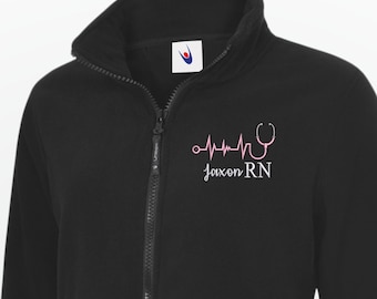 Nurse Fleece Jacket, Custom Embroidered Nursing Ladies Coat, Personalised RN LPN Jacket, Medical Assistant Nurse Graduation Fleece Jacket