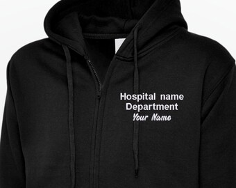 Personalised Zip Up Hoodie with Embroidery, Custom LOGO/TEXT Hoodie, Work Uniform Zip Hoodie, Embroidered Text Full Zip Hoodie for Men Women
