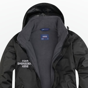 Custom Embroidered Work Hooded Jacket, Personalised Logo/TEXT Zip Jacket, Waterproof Team Hooded Coat, Company Staff Uniform Outdoor Jacket