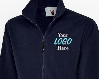 Personalised Embroidered Fleece Jacket-Custom Text Work Wear Zip up Jacket-Any Text/Logo Healthcare Staff Uniform-Nursing Top Gift for Him