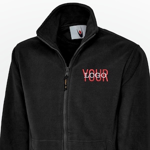 Personalised Embroidered Fleece Jacket, Custom Embroidered Zip Jacket, Unisex Workwear Jacket with LOGO/TEXT, Warm Custom Name Fleece Coat