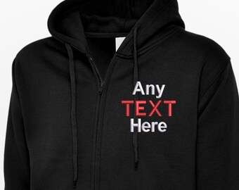 Sudadera con capucha bordada y cremallera, sudadera con capucha de trabajo personalizada con logotipo o texto, sudadera con capucha personalizada con cremallera, sudadera con capucha unisex personalizada para negocios y ropa informal.