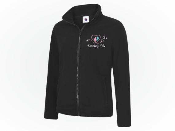Personalised Nurse Jacket, Custom Embroidered Full Zip Fleece, RN, BSN, Lpn, Cma, Aprn Coat, Nursing Student Graduation Gift, Nurse Workwear