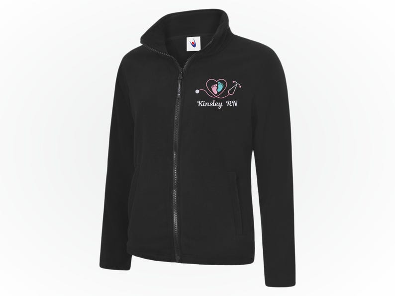 Personalised Nurse Jacket, Custom Embroidered Full Zip Fleece, RN, BSN, Lpn, Cma, Aprn Coat, Nursing Student Graduation Gift, Nurse Workwear