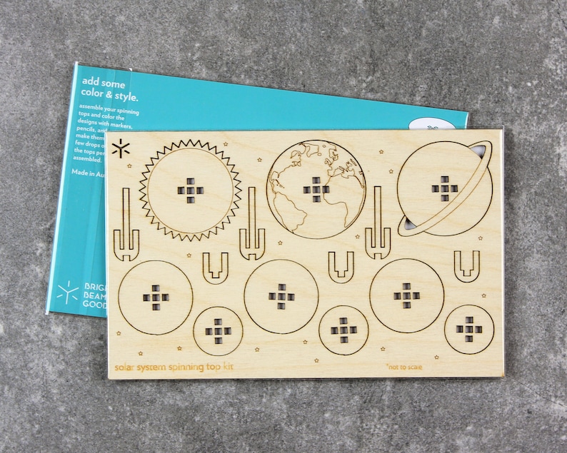Solar System Wooden Spinning Top Kit
