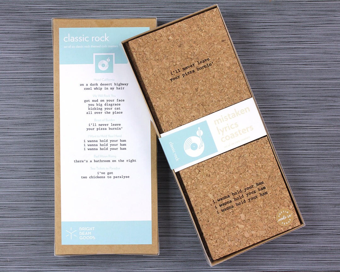 Classic Rock Mistaken Lyrics Coasters Set Etsy