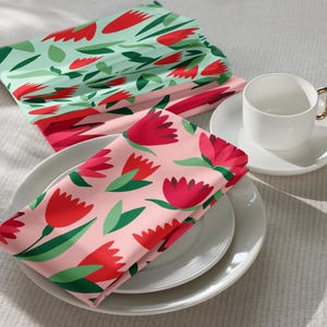 Floral Cloth Napkin Set – Reusable Fabric Table Napkins – Elegant Dining Decor