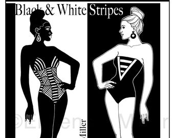Black and White Stripes Paper Doll
