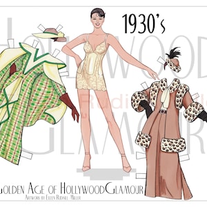 Bambola di carta glamour di Hollywood degli anni '30