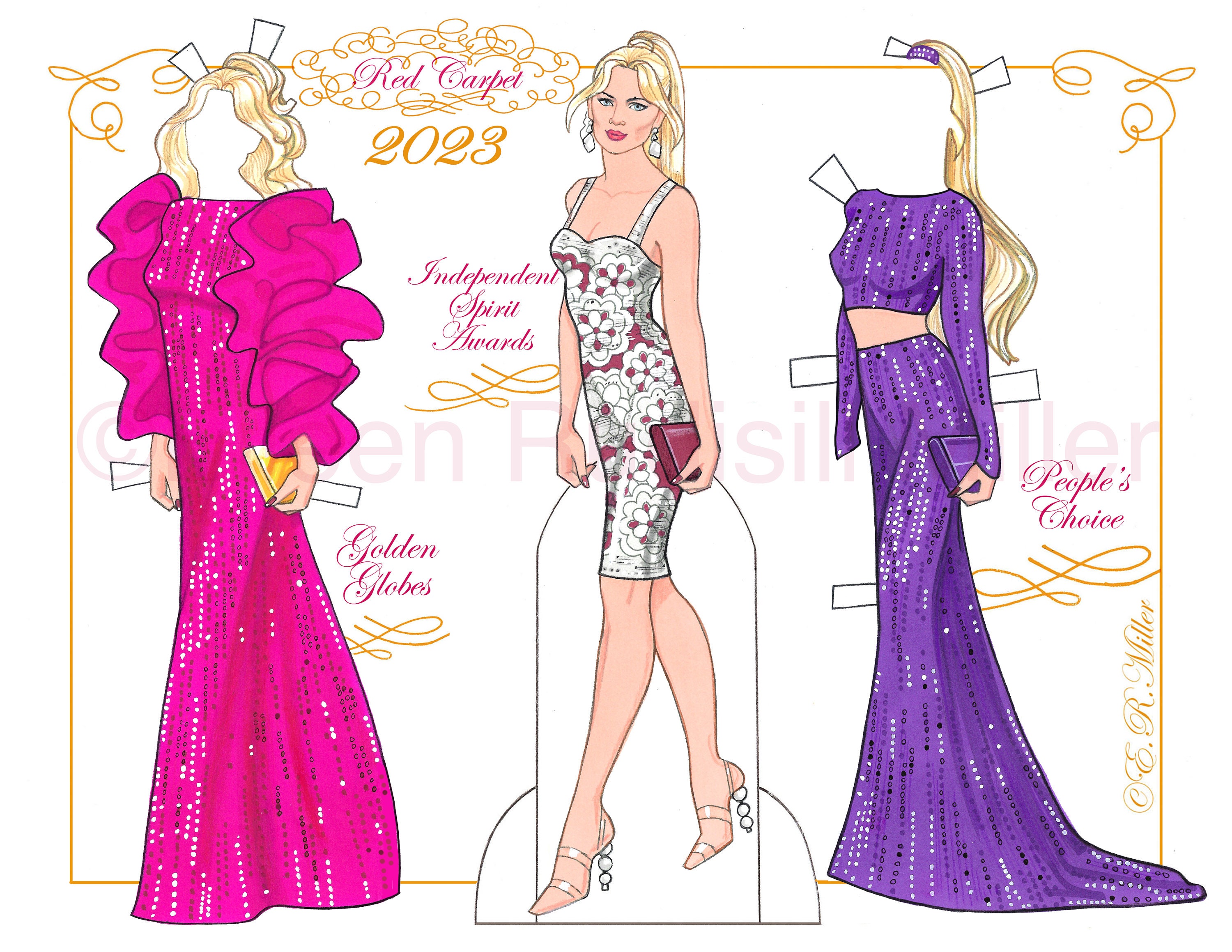 2023 Red Carpet Paper Doll Etsy