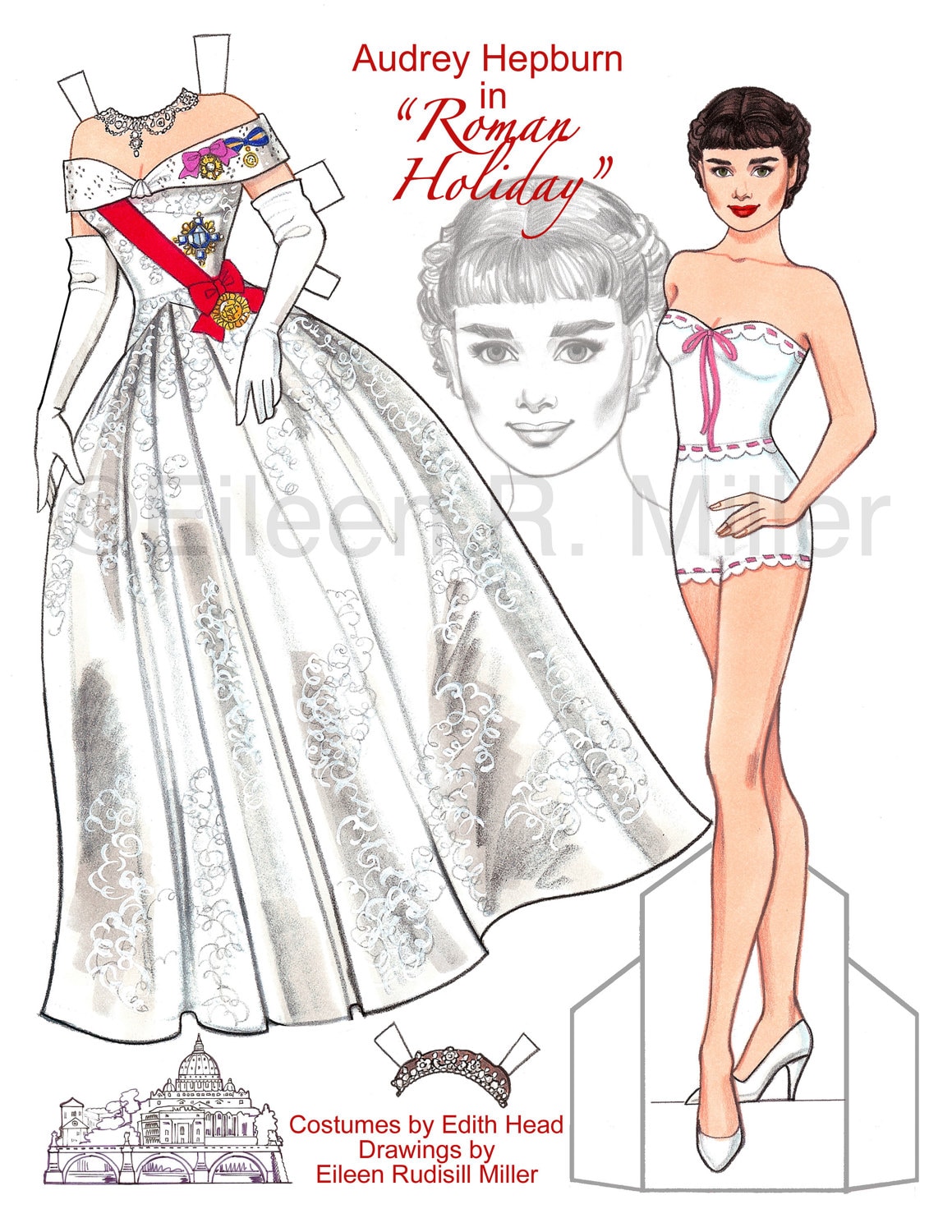 Audrey Hepburn in "roman Holiday" Paper Doll - Etsy