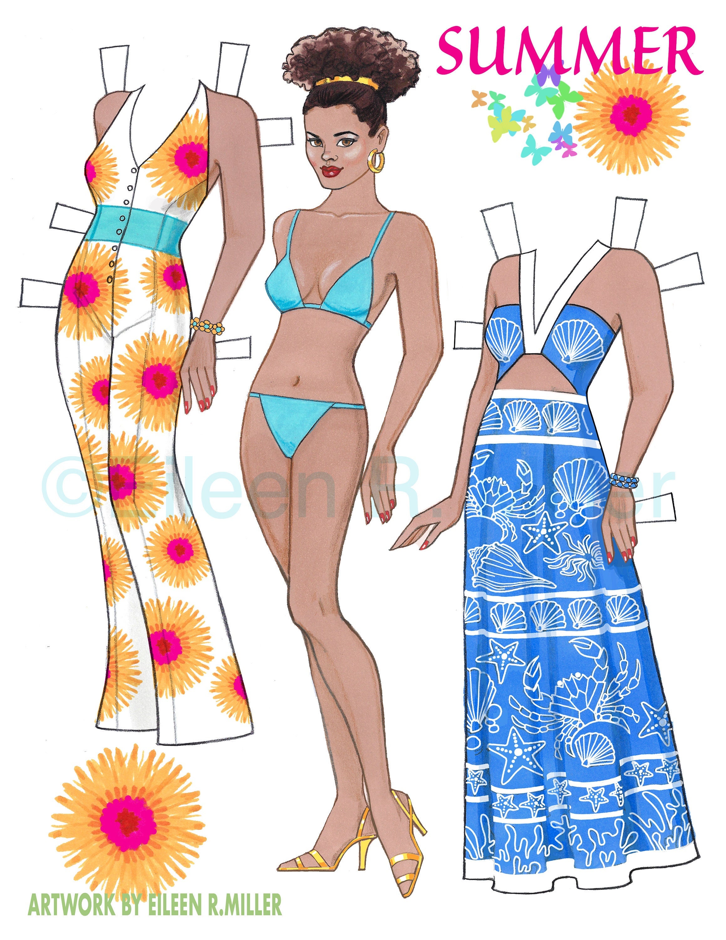 Summer Paper Doll - Etsy Summer Paper Doll - Etsy