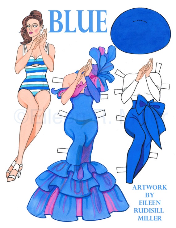Blue Paper Doll - Etsy