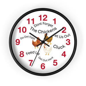 Chicken-Themed Wall Clock | Farmhouse Decor, Poultry Lover Gift, Kitchen Organizer, Fun Timekeepers, Egg Reminder