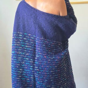 Oversize Blue Wool Jumper, Hand Knitted Sweater, Wool Sweater, Wool Jumper