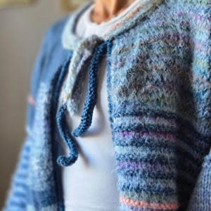 Handmade Blue Wool Cardigan: Chunky Knit Fall Jacket