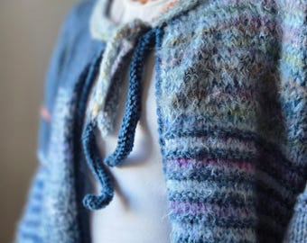 Handmade Blue Wool Cardigan: Chunky Knit Fall Jacket
