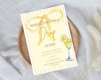 Lemon Drop Birthday Invitation: A Drop Older, Editable Template (Digital Download)