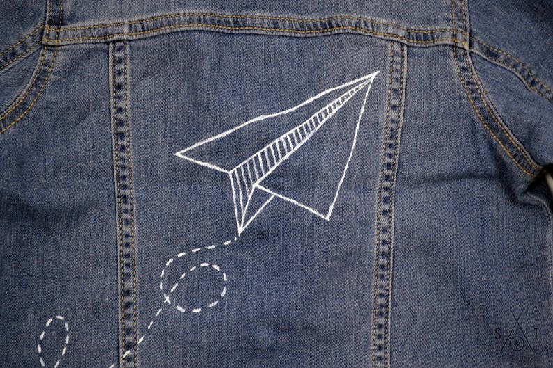 CUSTOM Unisex Girls/boys Denim Jacket Paper Airplanes Scout Etsy
