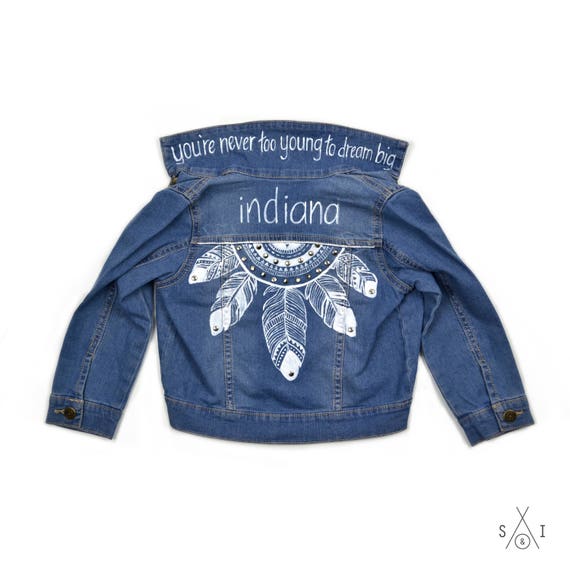 CUSTOM Toddler Denim Jacket: Feathers scout \u0026 Indiana | Etsy India