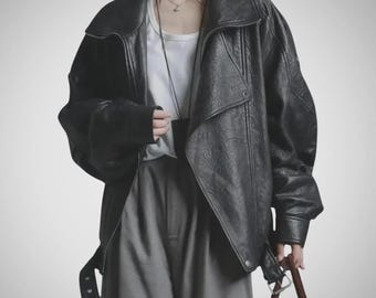 Vintage 1990s GV Leather Jacket / Fall Outerwear / Leather Coat