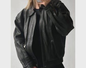Vintage 1990s GV Leather Jacket / Fall Outerwear / Leather Coat