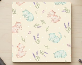 Cat Sticky Notes, Pastel Kitten Post-It Pads for Cat Mom Desk, Cute Cozy Stationery Gift