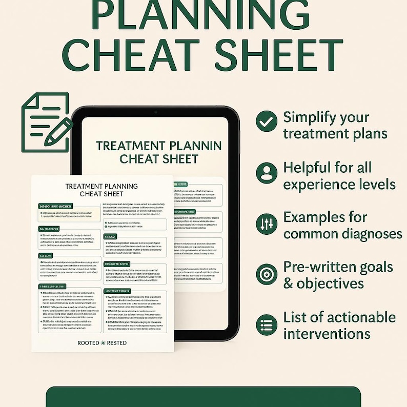 Treatment Planning Cheat Sheet for Therapists, Therapy Goals and ...