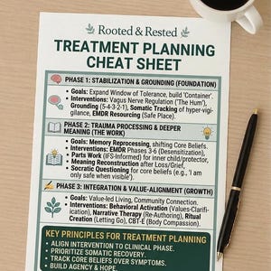 Treatment Planning Cheat Sheet for Therapists, Therapy Goals and Objectives, SMART Goals for Mental Health, Trauma Informed LSW LPC
