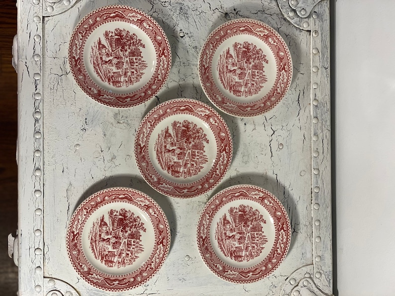 4 Royal USA Memory Lane Pink 6 3/8 Bread Plates image 1