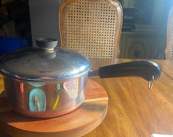 2 Quart Revere Ware Copper Clad Bottom Pot & Lid, Stainless Steel**** lip on Pan