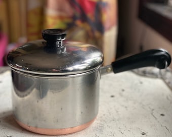 2 Quart Tall Revere Ware Copper Clad Bottom Pot & Lid, Stainless Steel