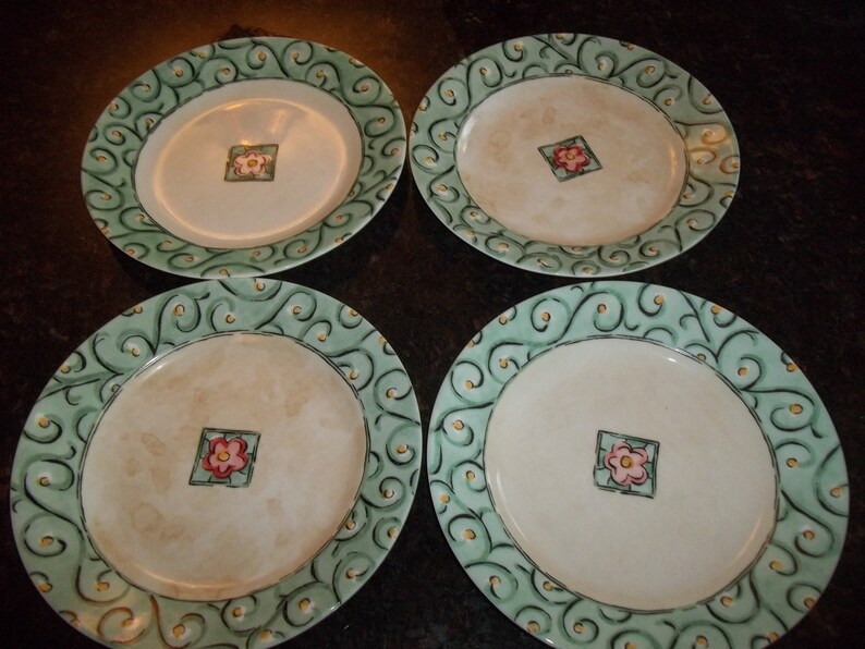 4 NWT Corelle Watercolors8.5 Salad Plates Made in the Etsy