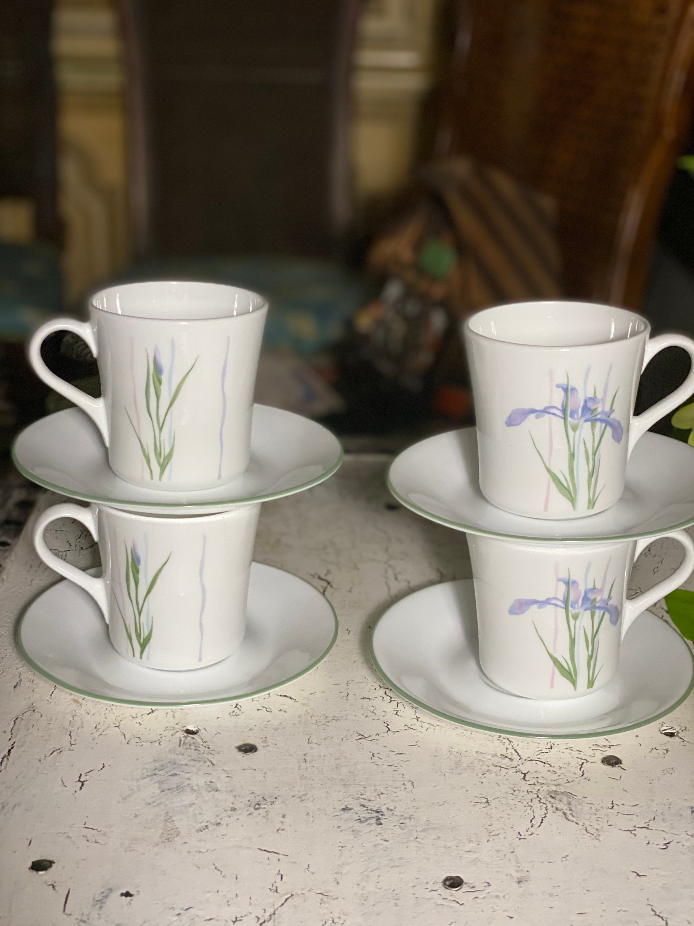 Corelle Shadow Iris Coffee/tea Mugs Saucers