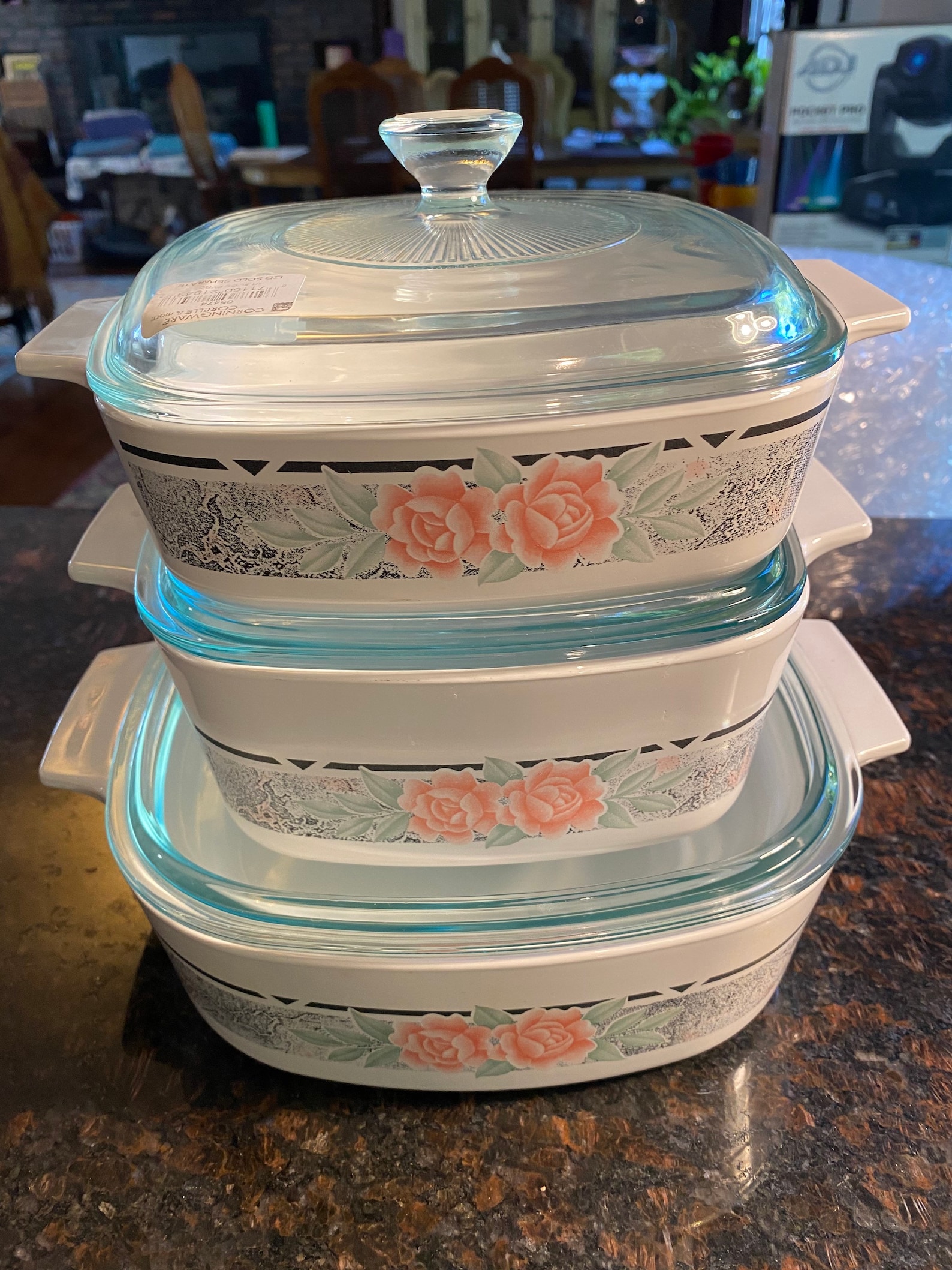 Corning Ware Set of 3 Silk & Roses Pans W/ Pyrex Lids Etsy