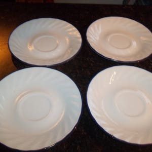 4 Corelle Blue Velvet Saucers, Made in the USA
