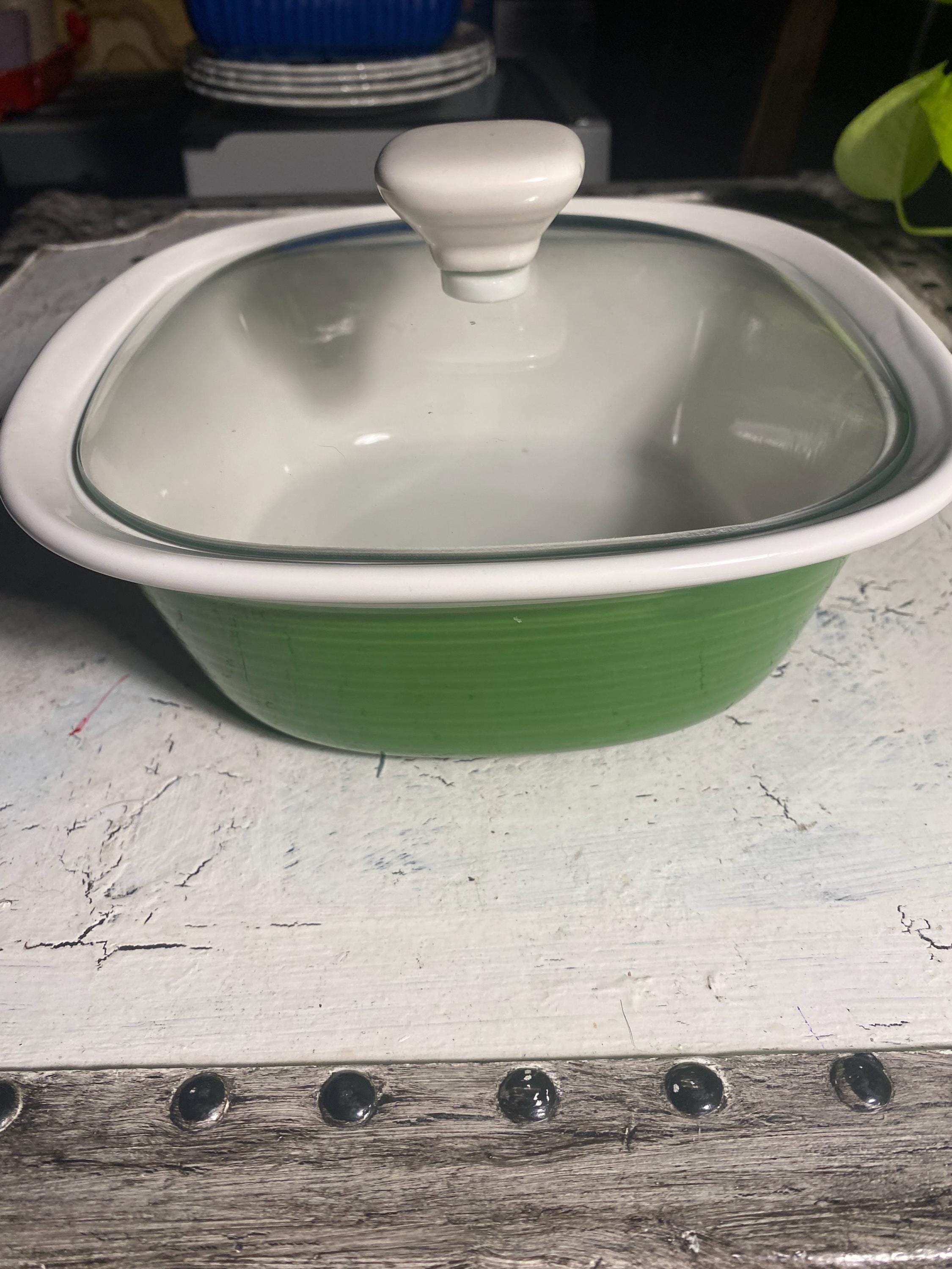 Qt Corning Ware Green Etch Pan With Lid