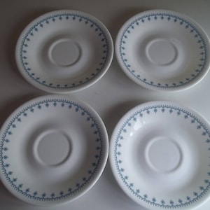 4 Corelle Garland AKA Snowflake Saucers, Made in the USA