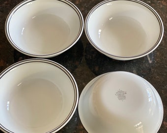 4 Corelle City Block Cereal Bowls 2 Rings on Bowl