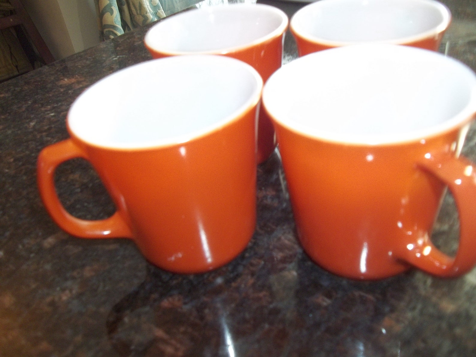 4 Corelle Pyrex Orange Coffee/Tea Mugs Etsy