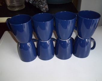 4 Corelle Stoneware  Coffee/Tea Mugs Dark Blue 12 oz.