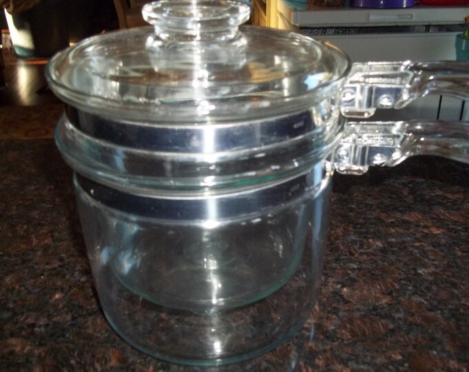 Pyrex Double Boiler Upper Lower and Lid Made in the USA Etsy
