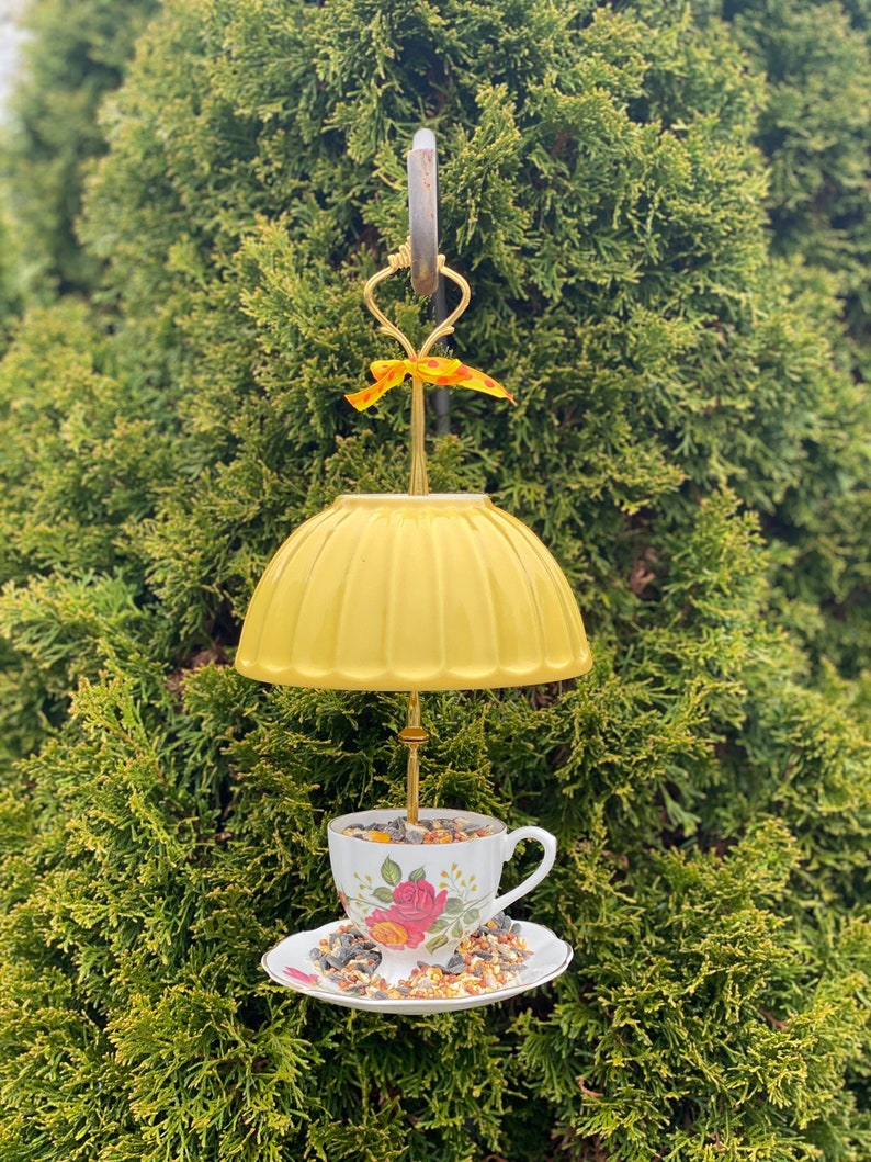 Tea Cup Bird Feeder Garden Ornament Etsy