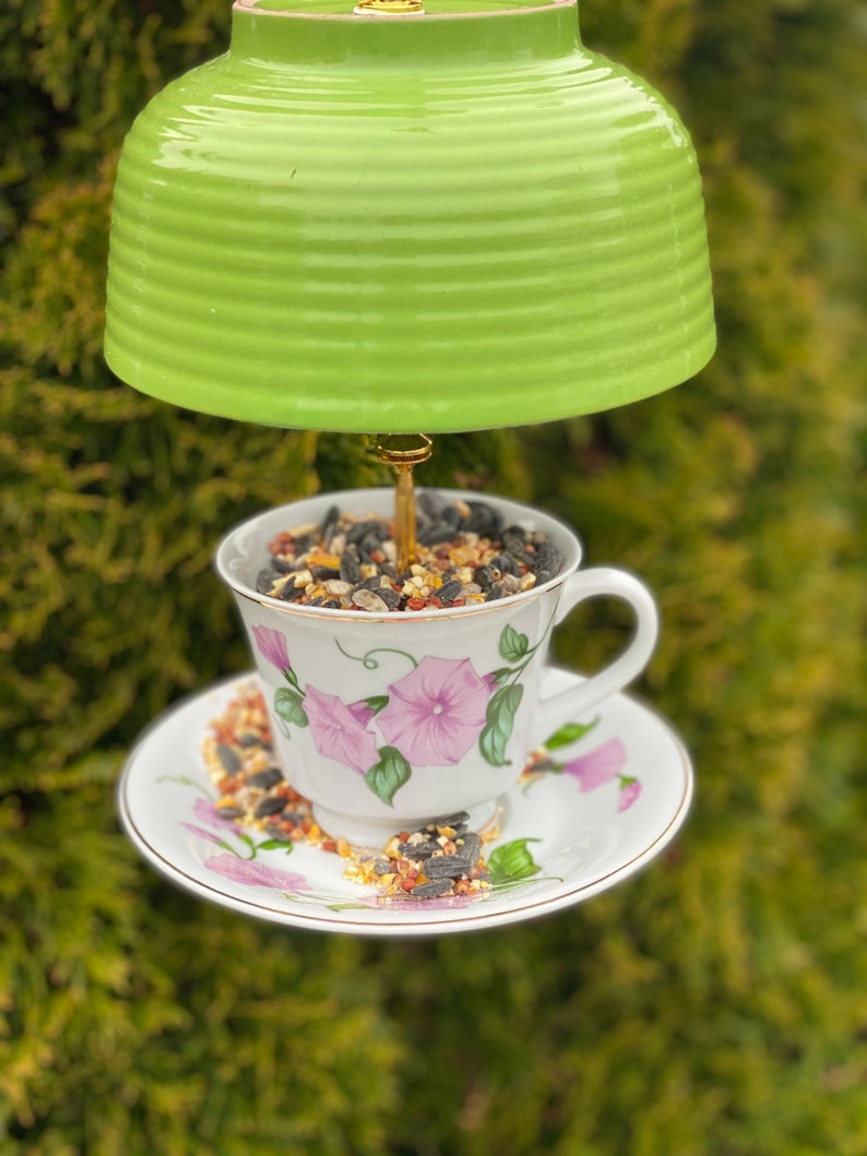 Tea Cup Bird Feeder Garden Ornament Etsy