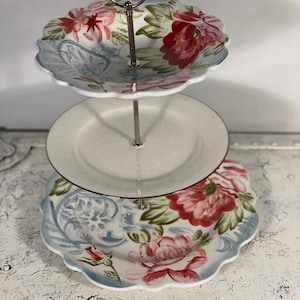 Wedding 3 Tier Cake Stand  Pink Peony&#39;s Silver